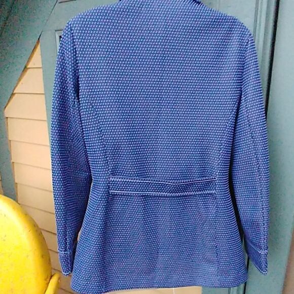 Vintage 70s Jantzen Blue White Polka Dot Blazer - Picture 3 of 6